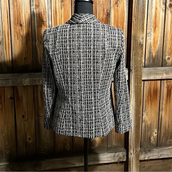 Kasper blazer career knit brown tan geometric polyester 6 FIRM on PRICE - Picture 9 of 9